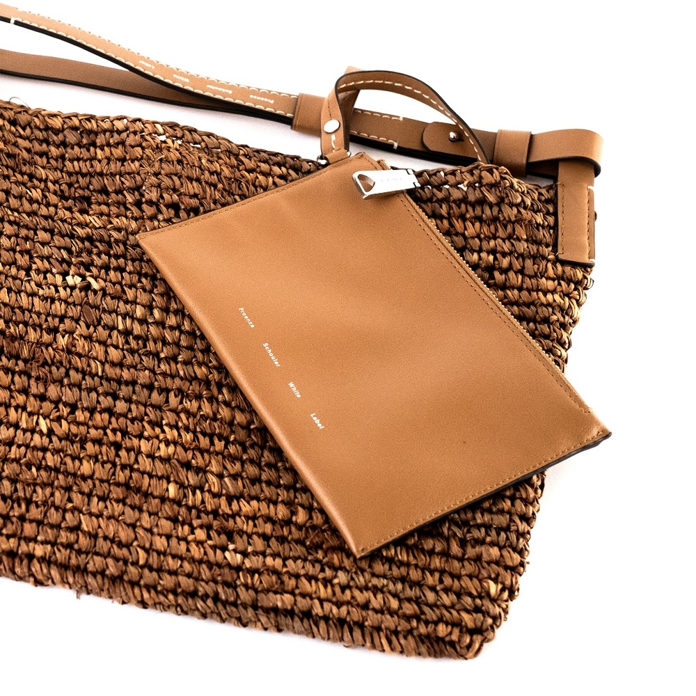 Proenza Schouler White Label Minetta Brown Raffia Shoulder Bag with Pouch - Picture 9 of 15